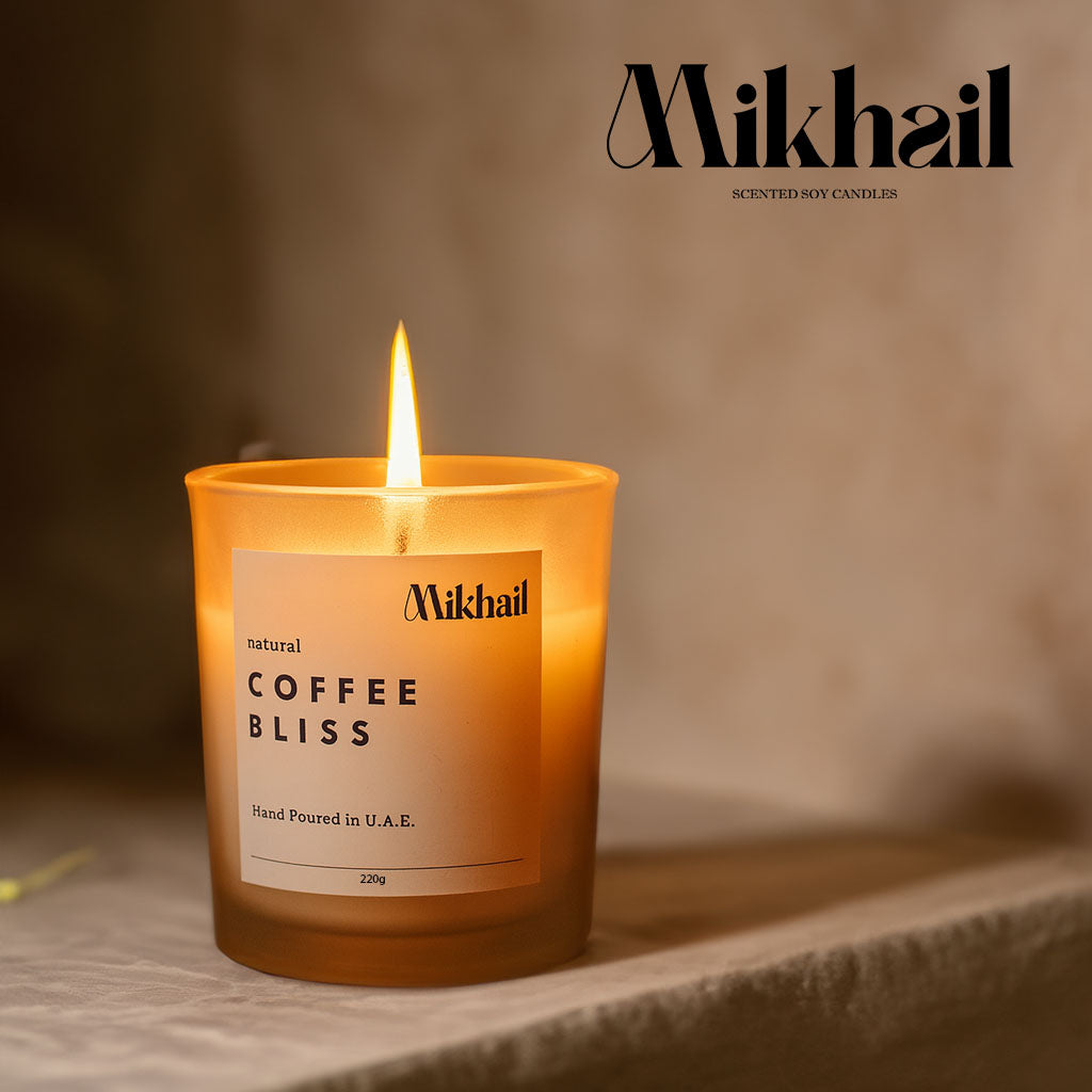 Coffee Bliss Natural Soy Wax Scented Candle by Mikhail | 220g