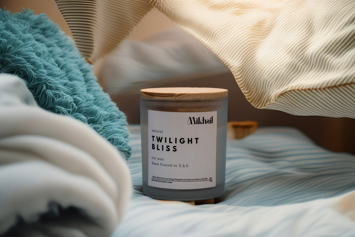 Twilight Bliss Natural Soy Wax Scented Candle by Mikhail | 220g