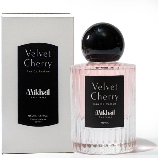 Velvet Cherry By Mikhail | 50 ML|  Eau de Parfum for Women – Long-Lasting Niche Perfume with Black Cherry, Almond, Rose & Tonka Bean – Fruity Floral Warm Fragrance – Luxury Scent