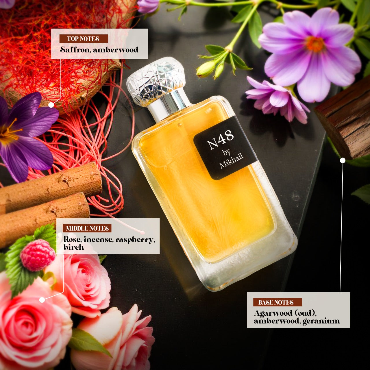 N48 by Mikhail – 100ml Oriental Woody Male Perfume | Elegant & Captivating Fragrance for Men and Women | Long-Lasting Perfume for All Occasions | Sophisticated & Mesmerizing Scent