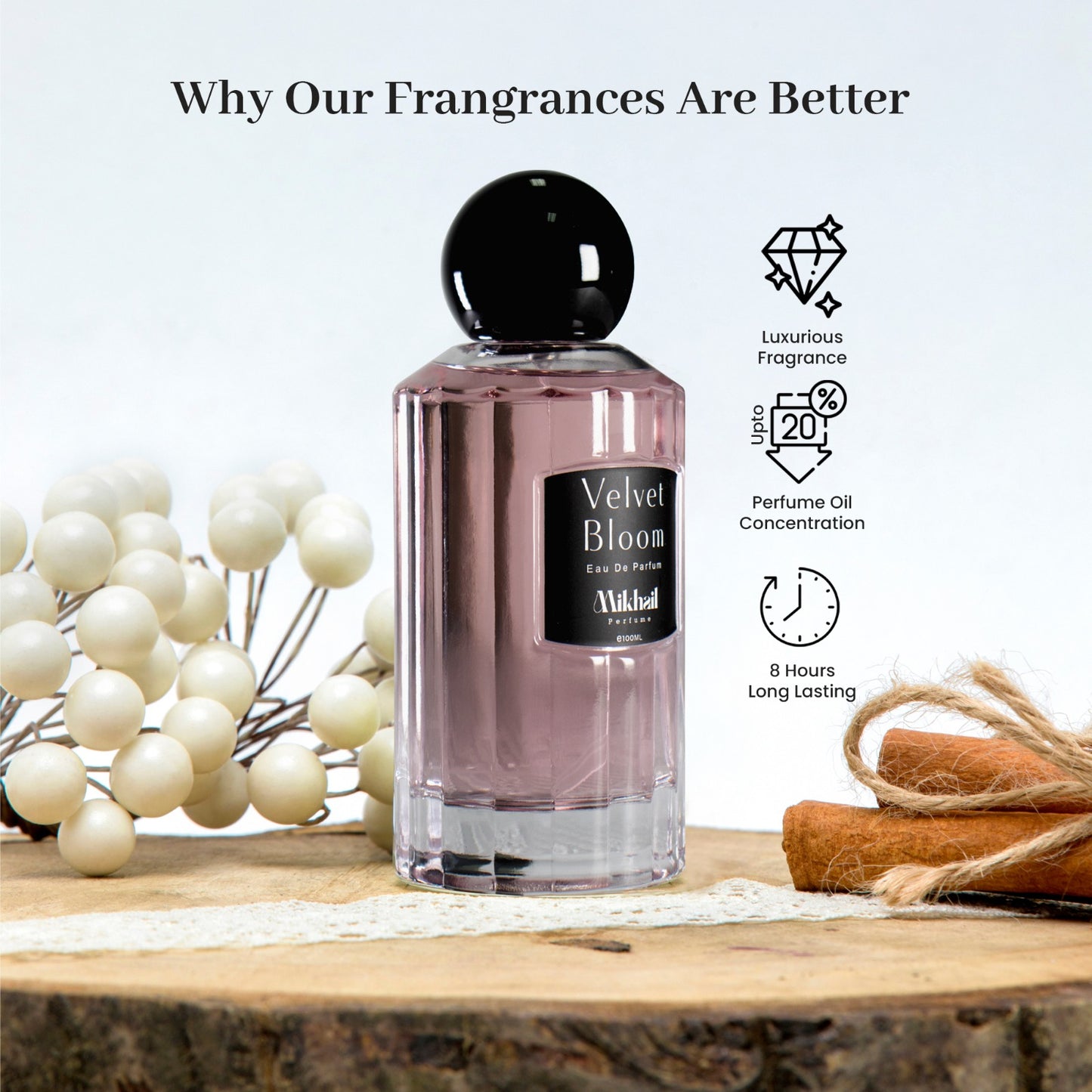 Velvet Bloom by Mikhail | Sophisticated Floral Perfume for Women | 100 ML| Fresh Litchi, Rhubarb, Bergamot & Nutmeg | Long-Lasting, Elegant Eau de Parfum