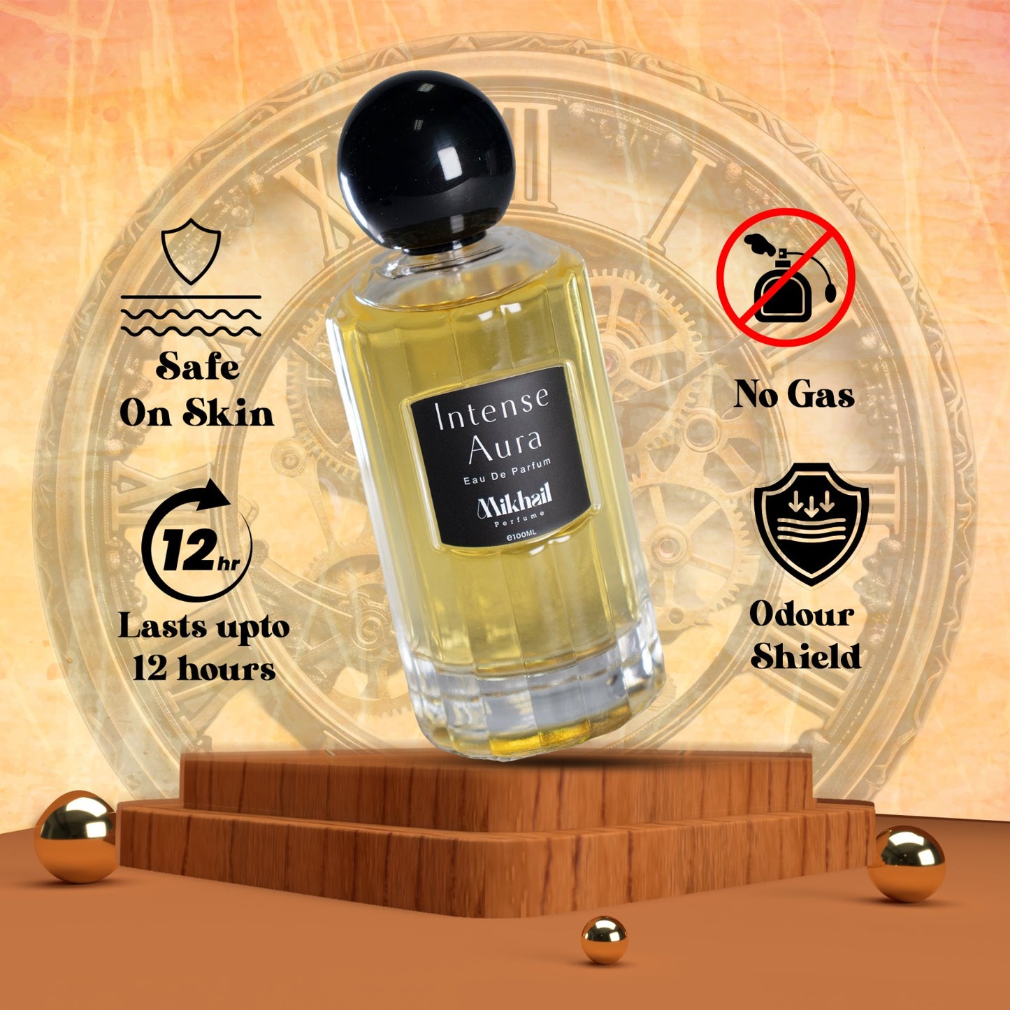 Intense Aura for Men by Mikhail | Bold & Sophisticated Eau de Parfum | Long-Lasting Woody Spicy Fragrance for Men | Masculine & Elegant Scent with Rich Aromatic Notes | Luxury Men's Perfume | 100ml