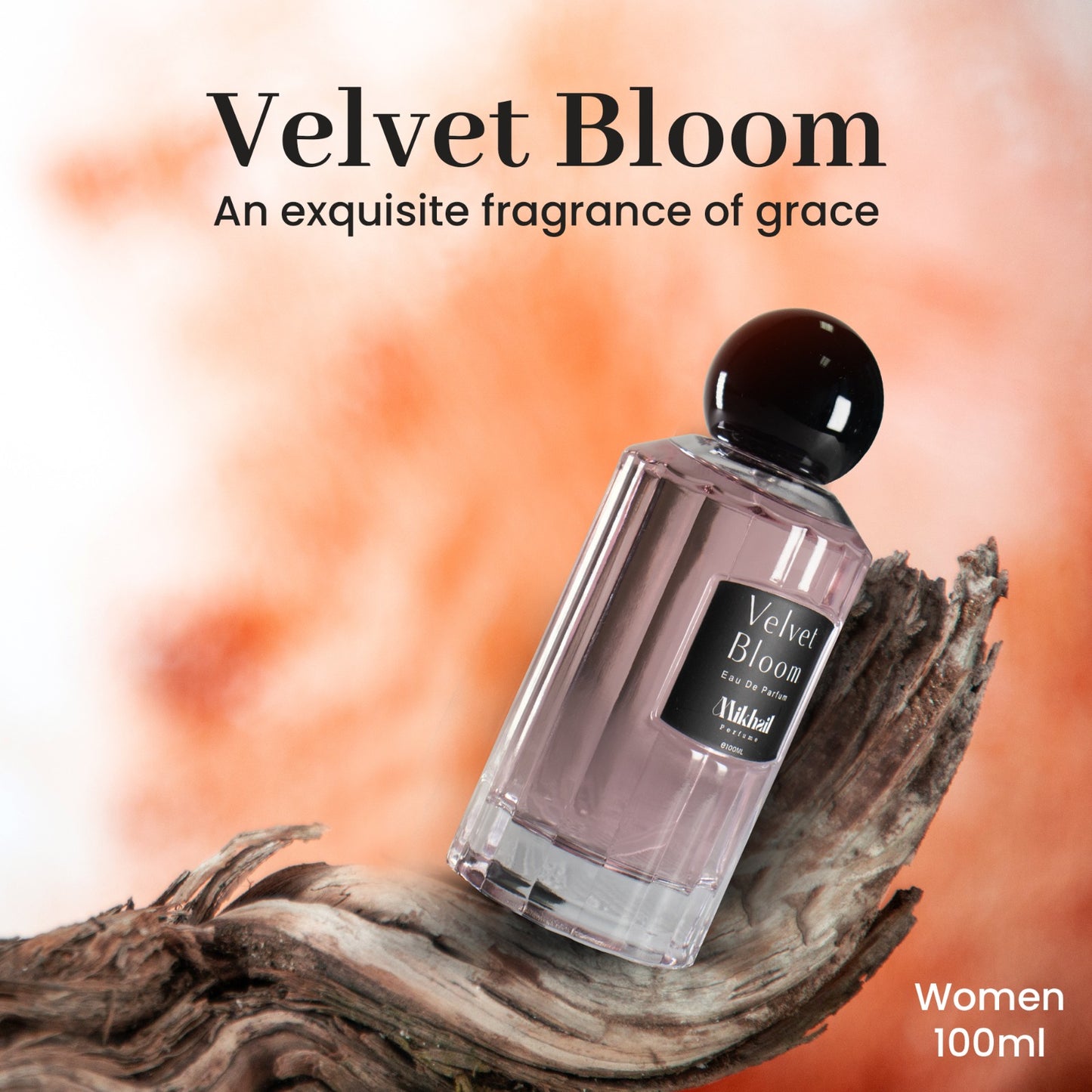 Velvet Bloom by Mikhail | Sophisticated Floral Perfume for Women | 100 ML| Fresh Litchi, Rhubarb, Bergamot & Nutmeg | Long-Lasting, Elegant Eau de Parfum