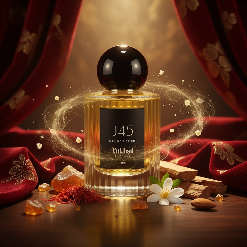 J45 by Mikhail | 50ML| Oriental Unisex Perfume | Luxury Long-Lasting Fragrance | Notes of Saffron, Jasmine, Ambergris & Cedarwood