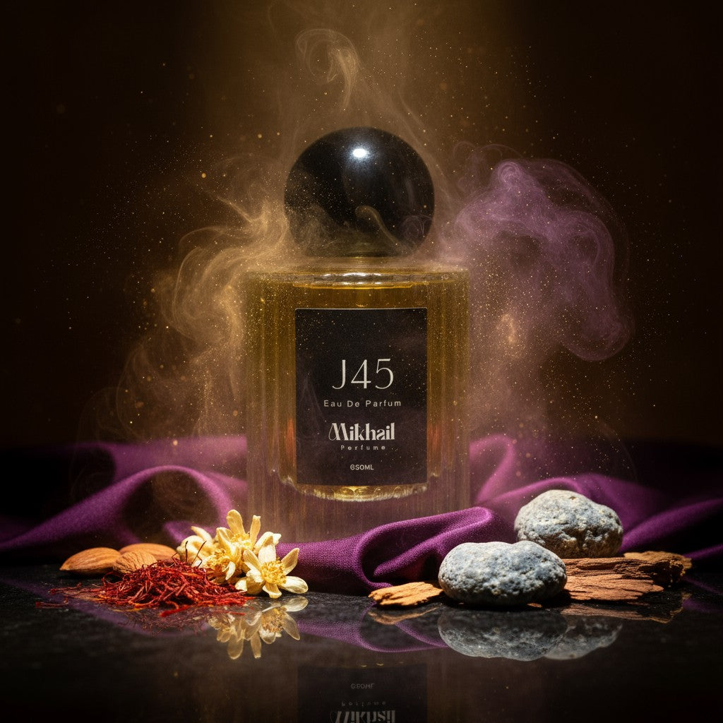 J45 by Mikhail | 50ML| Oriental Unisex Perfume | Luxury Long-Lasting Fragrance | Notes of Saffron, Jasmine, Ambergris & Cedarwood